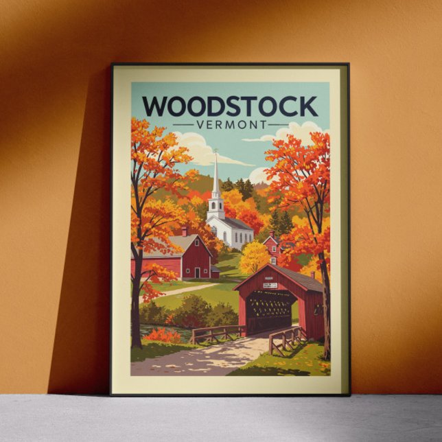Poster Vintage Woodstock Vermont (Criador carregado)