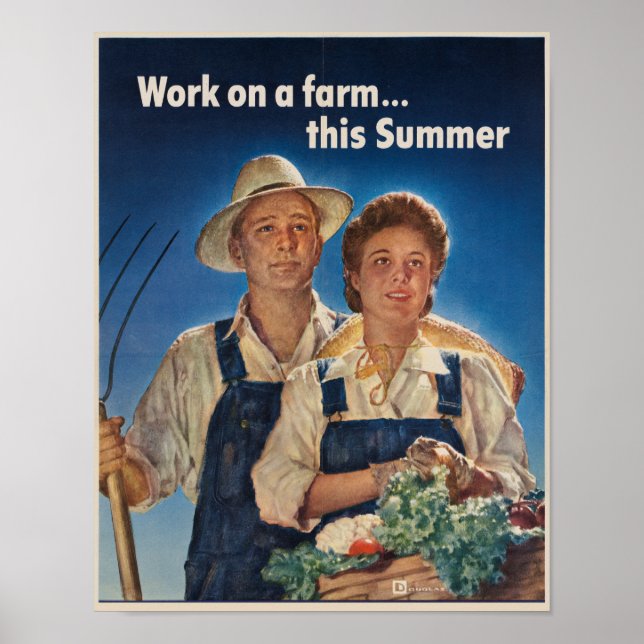 Poster Vintage Work in a fazenda (Frente)