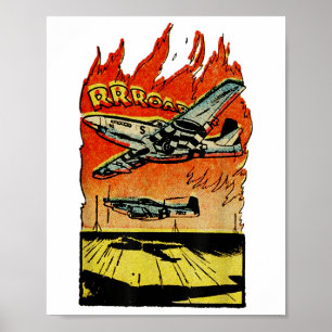 Poster Vintage World War 2 Mustang Fighter - P-51 Mustang