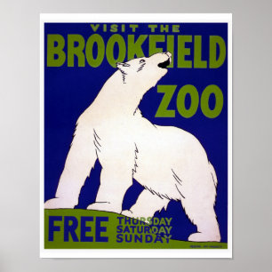 Pôster Vintage WPA do jardim zoológico de Brookfield da