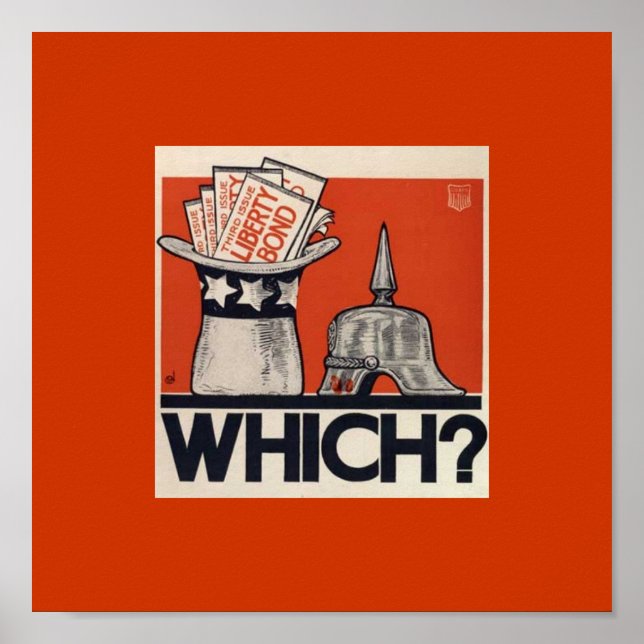 Pôster Vintage WW1 Liberty Bond Pergunta Qual? (Frente)