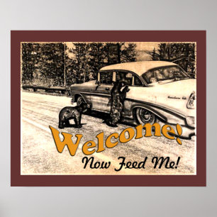 Poster Vintage Yellowstone Black Bear e Tourist