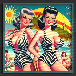Poster Vintage Zebra Girls