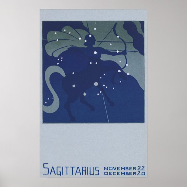 Pôster Vintage Zodiac Astrologia Sagittarius Constelação (Frente)