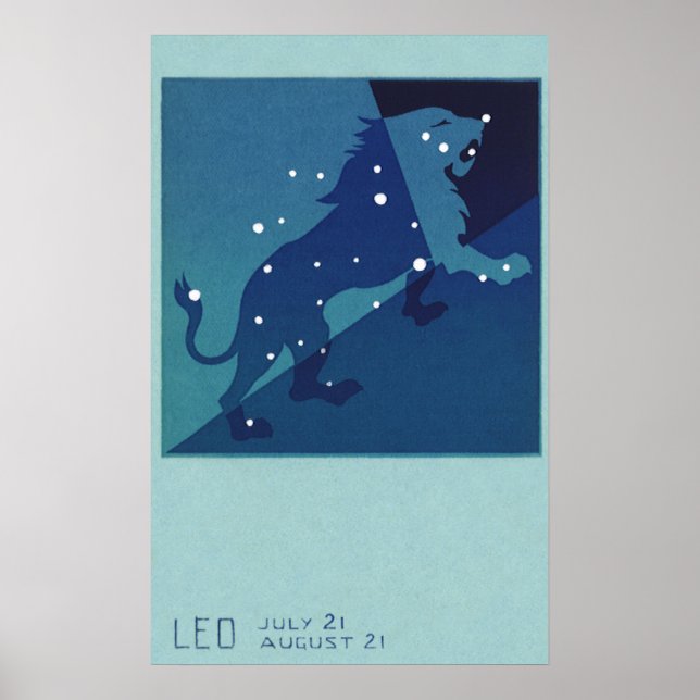 Poster Vintage Zodiac Astrology Leo Lion Constellation (Frente)