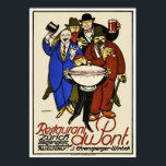 Poster Vintage Zurich Restaurant Advertising Art Deco<br><div class="desc">Poster de Arte Extremamente Rara de Otto Baumberger, cerca de 1913, para o "Restaurant du Pont" em Zürich. Este produto (de tamanho pequeno a máximo) é reproduzido a partir de uma impressão de publicação, publicidade ou vintage. A imagem foi limpa, melhorada digitalmente e restaurada quando necessário. Perfeito para a sala...</div>