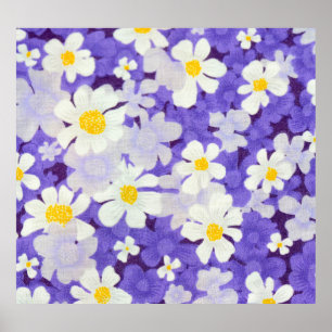 Poster Vintagem Colorida: Padrão de Flor Sem Costura