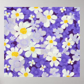 Poster Vintagem Colorida: Padrão de Flor Sem Costura