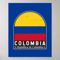 Vintagem com desgaste do emblema da Colômbia