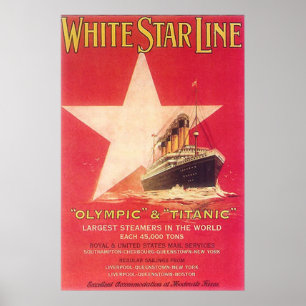 Pôster Vintagem da Linha White Star Titanic
