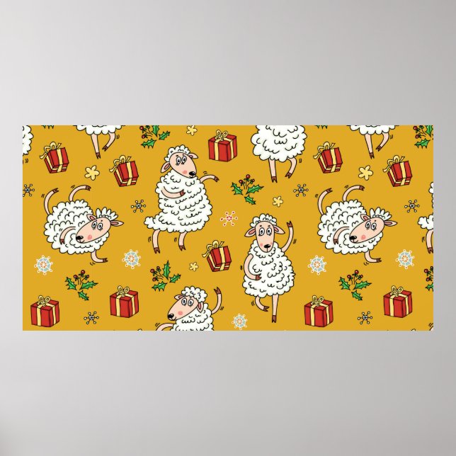 Poster vintagem de fundo de ovelha (Frente)