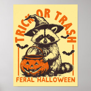 Poster Vintagem de Halloween com mágoa ou lixo