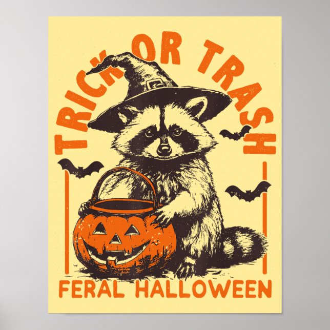 Poster Vintagem de Halloween com mágoa ou lixo (Frente)