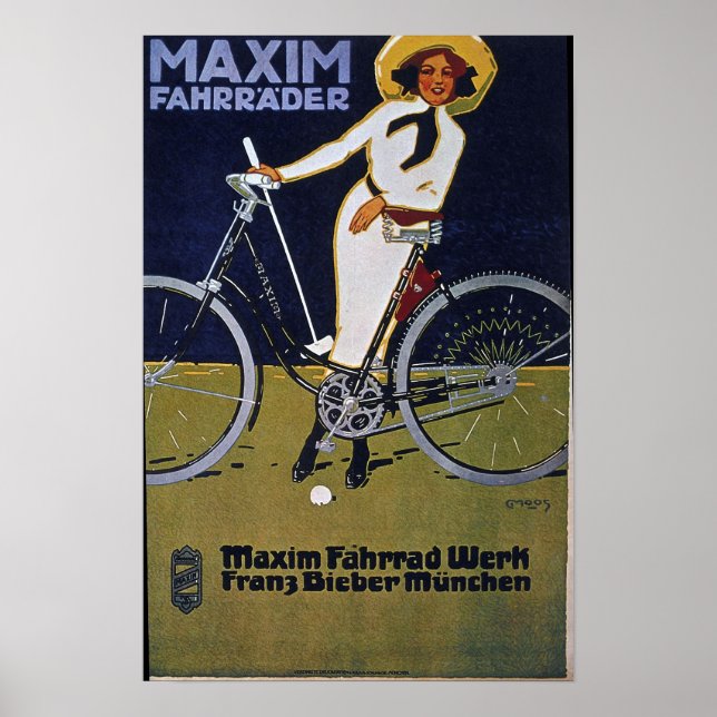 Poster Vintagem de propaganda em bicicleta (Frente)