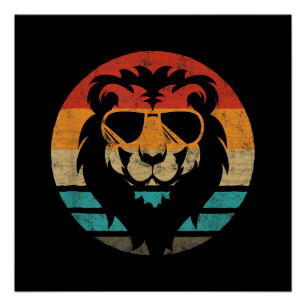 Pôster Vintagem do estilo Leão Retro