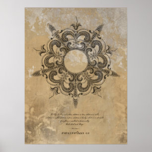 POSTER VINTAGEM FLORAL DO SÉCULO XVI COM SCRIPTURA