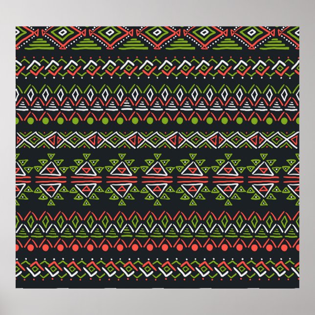 Poster Vintagem geométrica: conjunto de padrões sem costu (Frente)