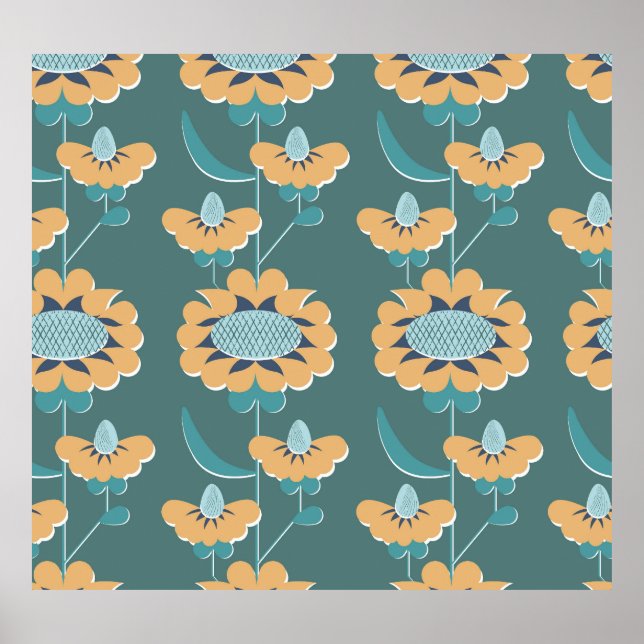 Poster Vintagem Geométrica: Motif Náutico Têxtil (Frente)