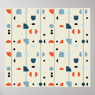 Poster Vintagem geométrica: padrão sem costura do século 