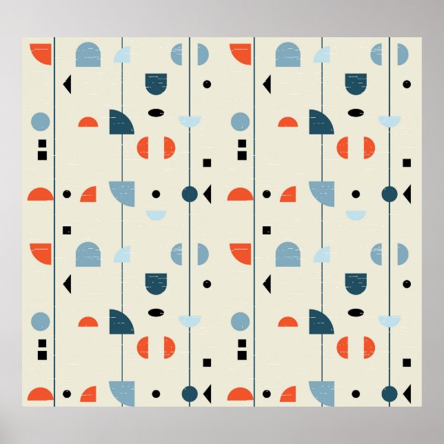 Poster Vintagem geométrica: padrão sem costura do século  (Frente)