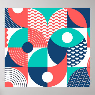Poster Vintagem Moderna Mural Geométrica