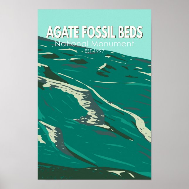 Poster Vintagem Nacional de Monumentos Fósseis Agatos (Frente)