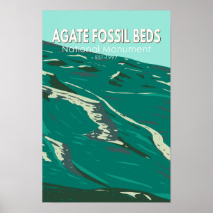 Poster Vintagem Nacional de Monumentos Fósseis Agatos