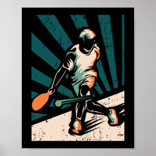 Poster Vintagem Retroativa do Jogador de Pickleball Engra