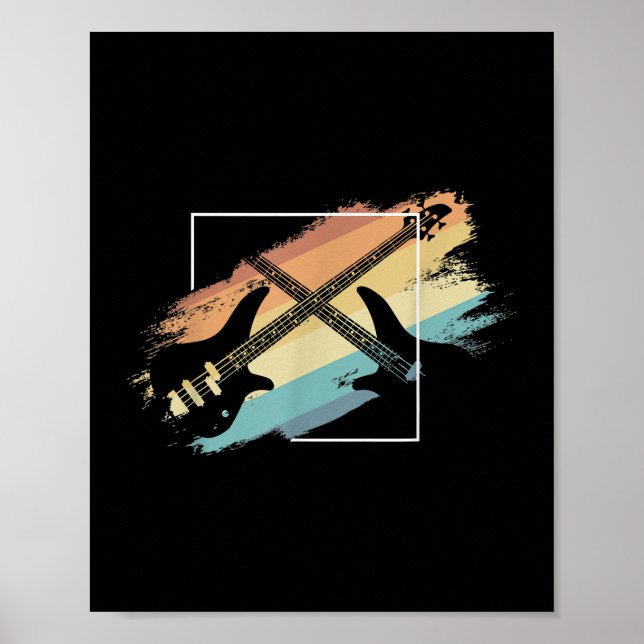 Poster Violão Acústico Retro Musical Player Bass (Frente)