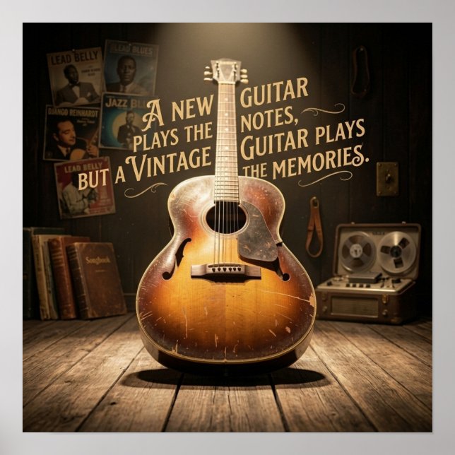 Poster Violão Clássico Sunburst Oco (Frente)