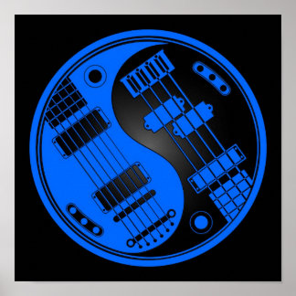 Pôster Violão e Bass Yin Yang Blue e Black