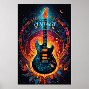 Poster Violão Elétrico de Fogo Solar