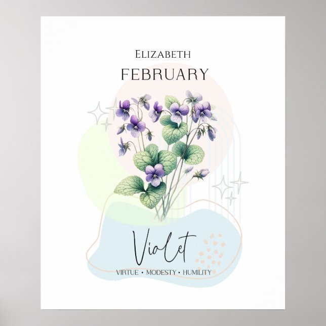 Poster Violet Birth Flower para fevereiro (Frente)