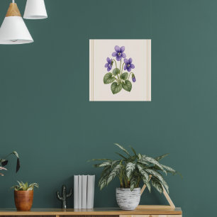 Poster Violet Botânica, Flor do Mês de Nascimento de Feve