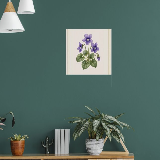 Poster Violet Botânica, Flor do Mês de Nascimento de Feve (Sala de Estar 1)