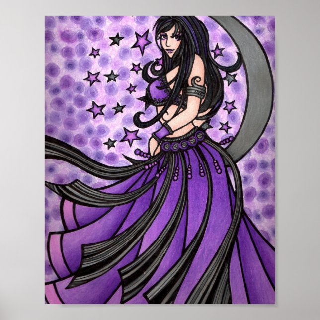 Pôster Violet Moon Goddese Belly Dancer Art (Frente)