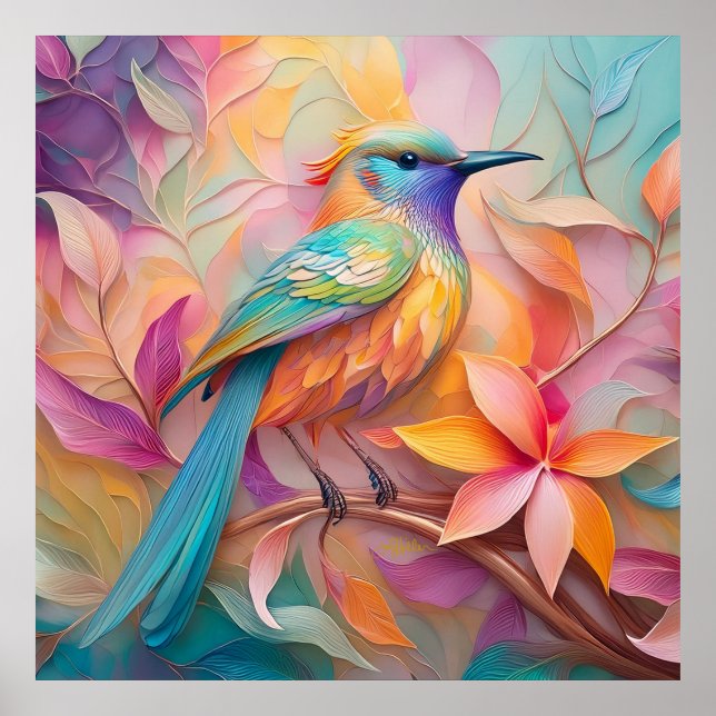 Poster Violet Throed Songbird Fantasy Bird (Frente)