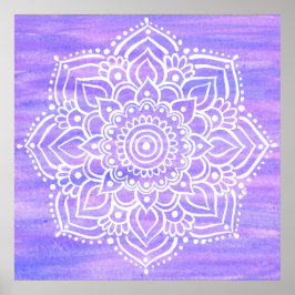 Poster Violet White Mandala Watercolor