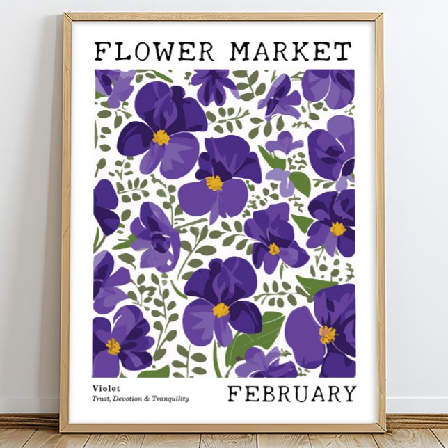 Poster Violeta Floral Roxa Fevereiro Mercado da Flor de N (Criador carregado)