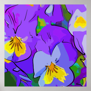 Poster Violeta pansy e amarelo