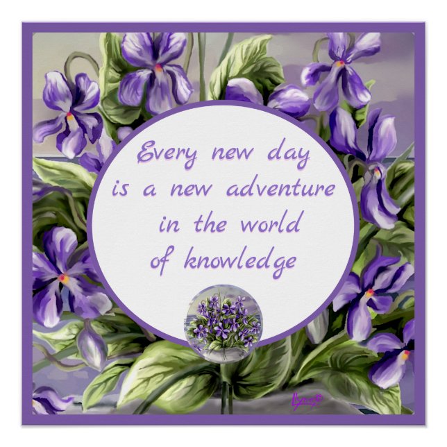 Pôster violetas em vidro luar (Frente)