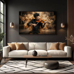 Poster Violinista Dramático Música Apaixonada