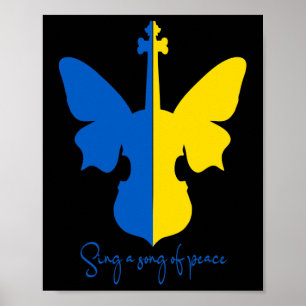 Poster Violino Borboleta Ucraniana Paz Na Ucrânia Música