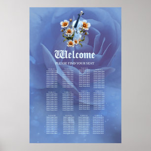 Poster Violino Branco com Flores - Música e Natureza Eleg