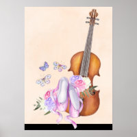 Violino, Calçados Balés, Flores e Borboletas