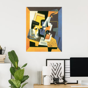 Pôster Violino e vidro por Juan Gris, Cubismo Vintage