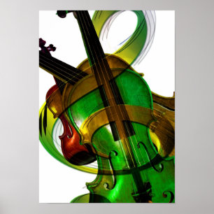 Poster Violino Groovy, verde