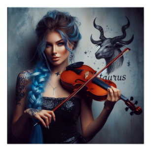 Pôster Violino Musical Taurus Zodiac