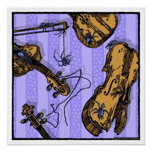 Pôster Violinos e aranhas - Surreal Pop Gótico