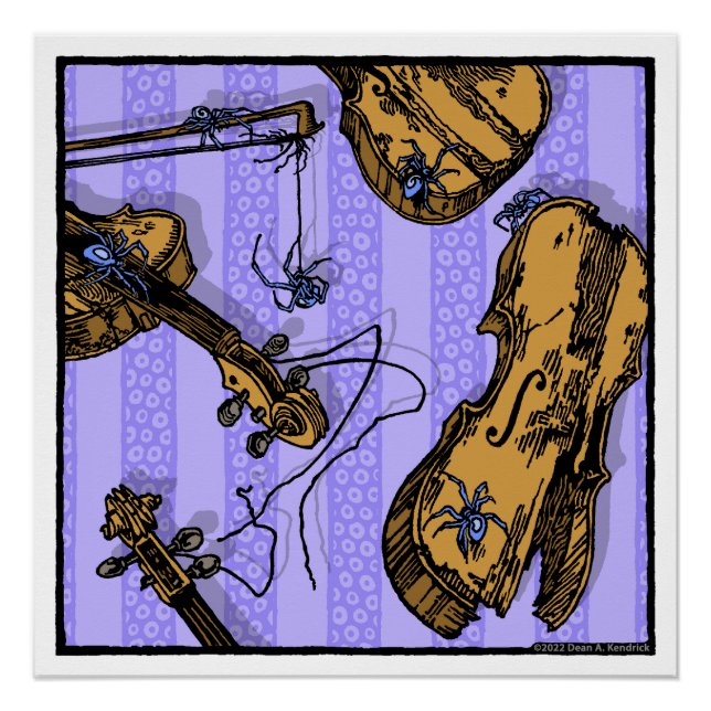 Pôster Violinos e aranhas - Surreal Pop Gótico (Frente)